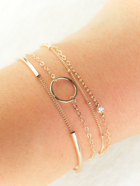 Haele Bracelet 14kt Gold Filled Eternity Simple Haele Bracelet 14kt Gold Filled Eternity Simple Circle Delicate Anniversary Gift Birthday Friendship Jewelry