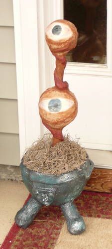 halloween diy eyeball paper mache plant