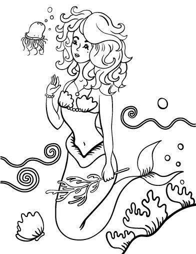 Download Printable mermaid coloring page. Free PDF download at http://coloringcafe.com/coloring-pages/mer ...