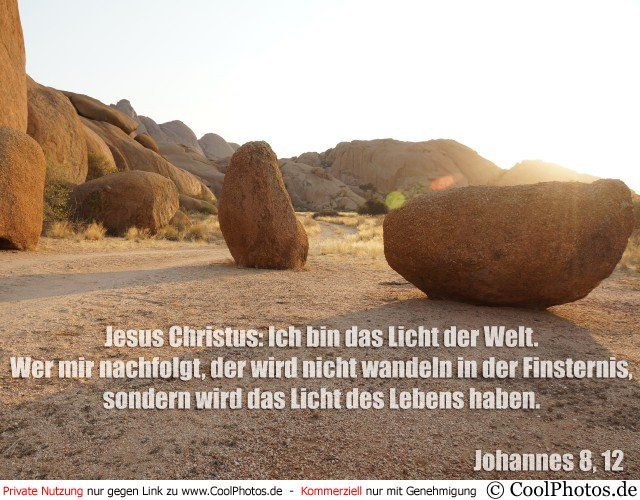 CoolPhotos.de Grußkarten Bibelsprüche Johannes 8, 12 Glaube
