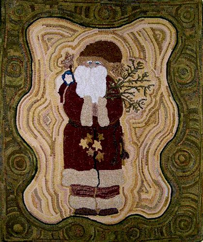 382 Best Hooked Rugs Images On Pinterest Wool Rug Locker Primitive Wool Hooked Santa