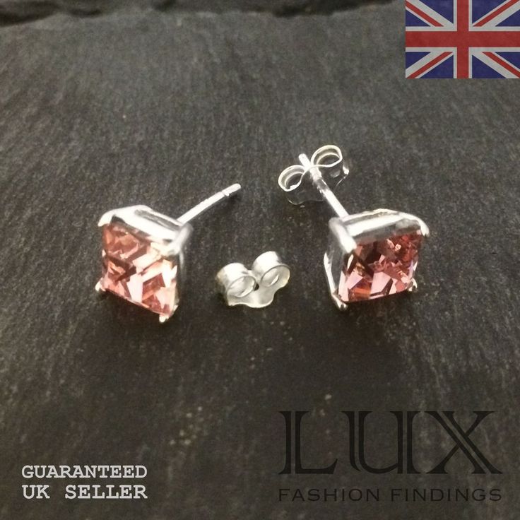 7 Best Lux Fashion Findings Sterling Silver Earrings Images On 925 Sterling Silver Pair Of Square Pink Cz Earstuds With Erfly Uk Er