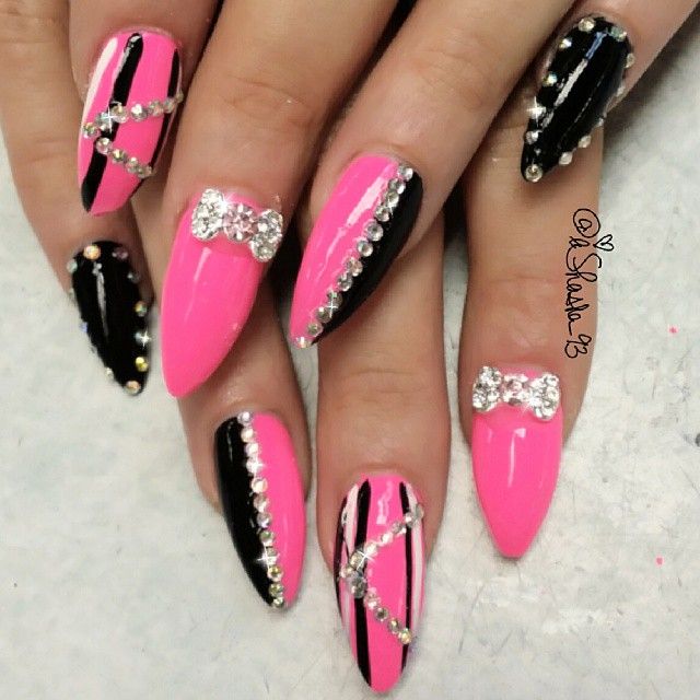 Best 20+ Nail Designs Bling Ideas On Pinterest Coffin Nail Black and pink bling nails - Best 20+ Nail Designs Bling Ideas On Pinterest Coffin Nail