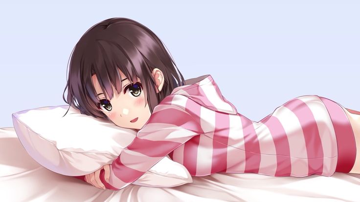 Anime girl sleeping on couch