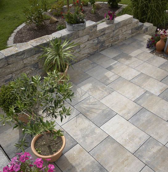 MultiTec-Color Terrassensteine in Muschelkalk-nuanciert