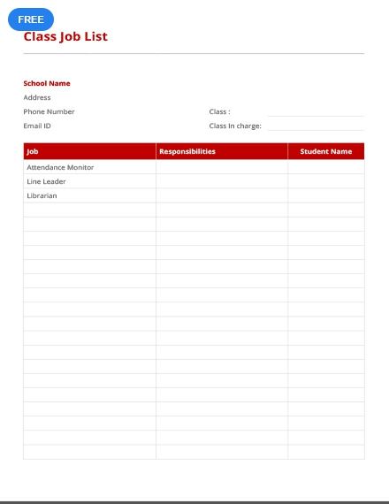 job list template