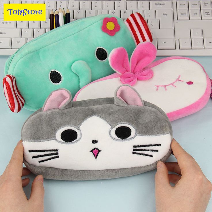 Cute cartoon plush <b>pencil case kawaii school</b> kids cat elephant ...