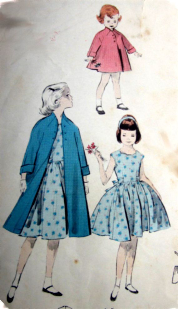 Vintage 1950s Butterick 7671 Girls Dress And Coat By Denisecraft 1099 Vintage 1950s Butterick 7671 Girls Dress And Coat By Denisecraft 1099