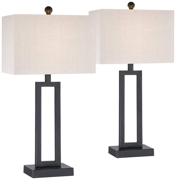 Aston Black Modern Table Lamp Set Of 2 Lamps Living Room Aston Black Modern Table Lamp Set Of 2, Black Metal Table Lamp Base