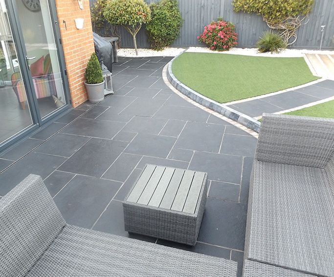 carbon black limestone flagstones modern patio landscaping garden design seating - Pictures Of Patio Ideas carbon black limestone flagstones modern patio landscaping garden design seating - Pictures Of Patio Ideas