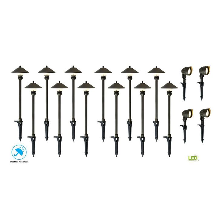 Hampton Bay Low Voltage Bronze Outdoor Integrated Led Landscape Path Light And Flood Kit 16 Pack Iwv6628l 16pk The Home Depot Lights Hampton Bay Low Voltage Bronze Outdoor, Hampton Bay Low Voltage Outdoor Lighting