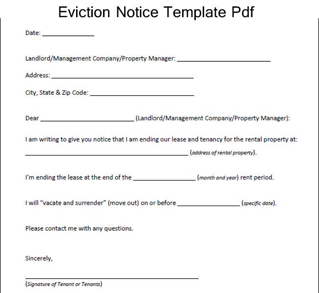 sample eviction notice template pdf eviction notice letter templates