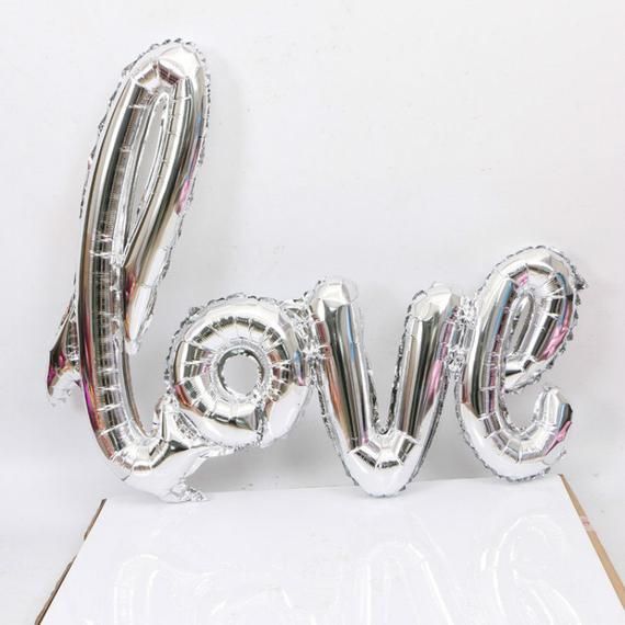 silver love balloons