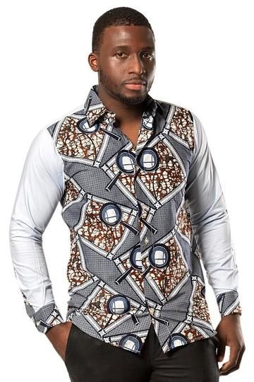 Winwinus Men Plus-Size Long-Sleeve African Mid Long Relaxed-Fit Shirt Top Winwinus Men Plus-Size Long-Sleeve African Mid Long Relaxed-Fit Shirt Top