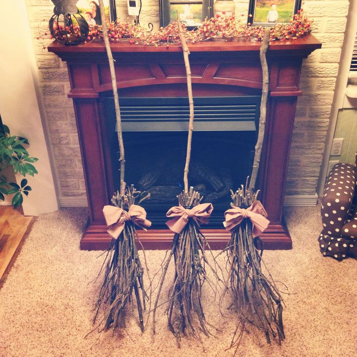 diy witches broom halloween decorations