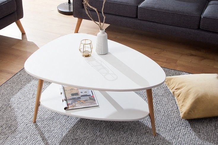 Retro Couchtisch Gimma In Weiss Eiche Rund Couchtisch Wohnzimmertisch Couchtische