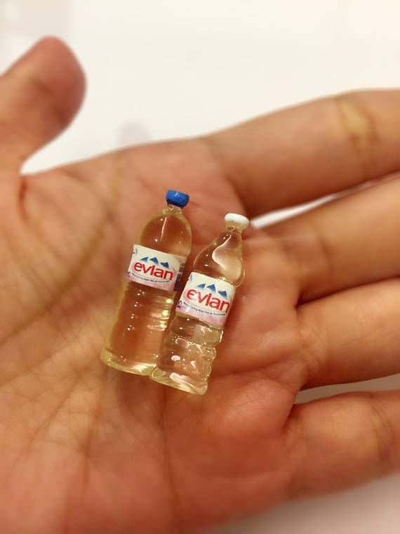 Dollhouse Miniature Evian Mineral water bottles 2pcs