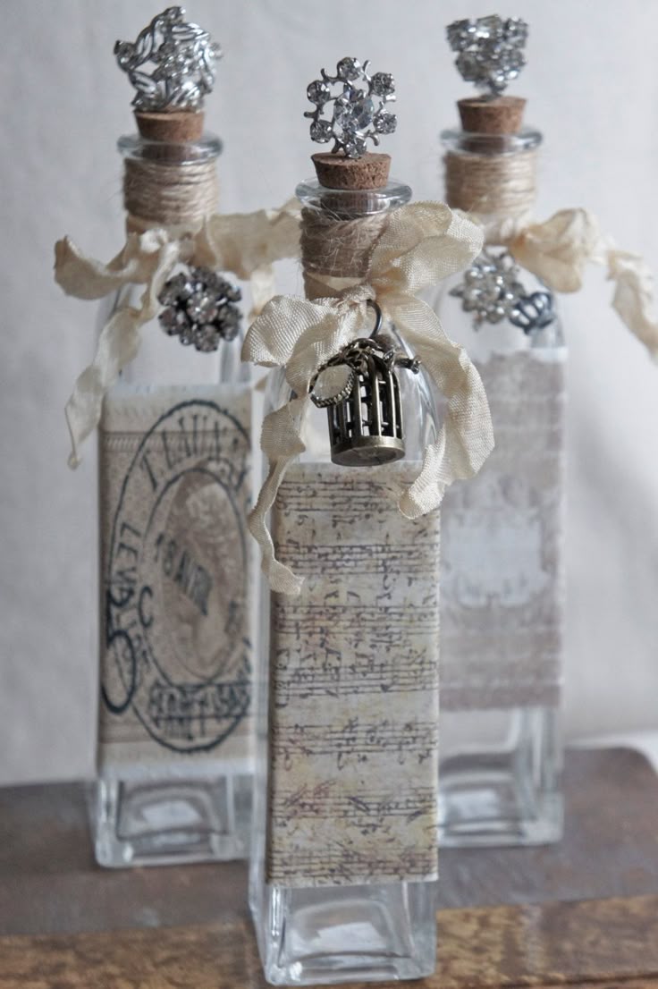 337 Best Beautiful Altered Bottles Images On Pinterest Decorated Decorative Bottle With Vintage French Accents Repurposed Via Etsy