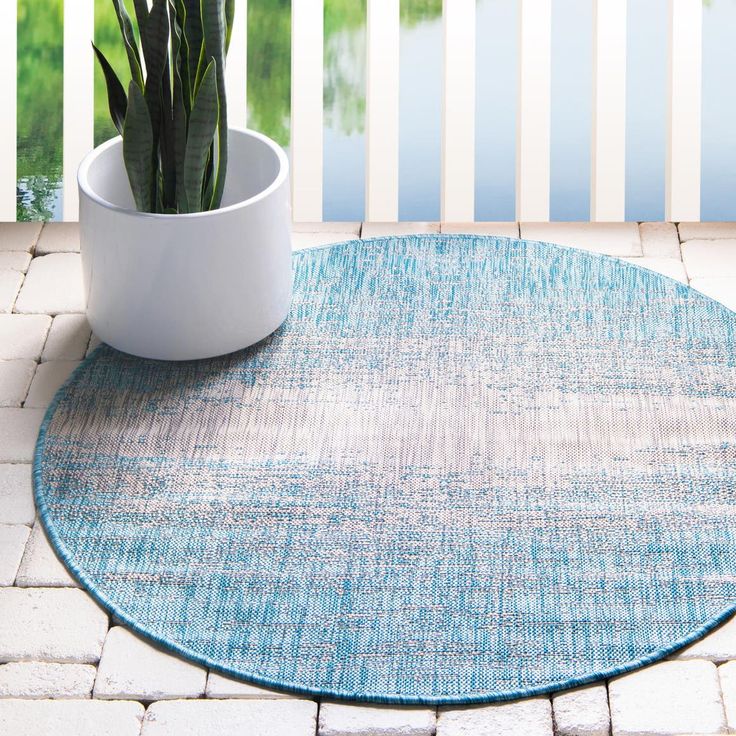 Outdoor Modern Light Aqua 3 Ft Round Area Rug Indoor In 2021 Rugs Round Outdoor Rug Rugs Modern, Contemporary Round Outdoor Rugs