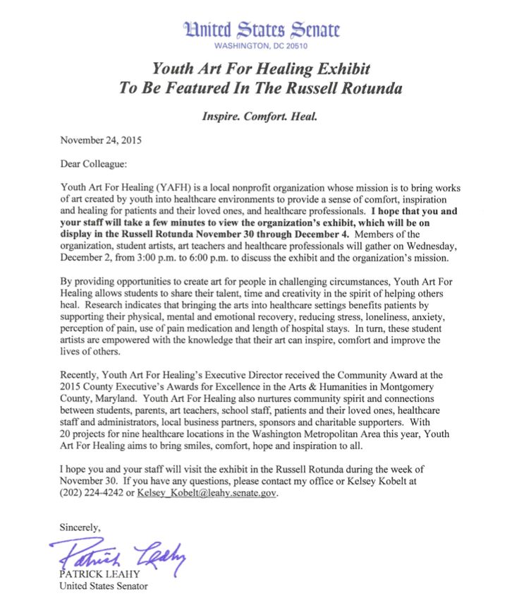 Official letter of invitation to the Youth Art For Healing Capitol - formal invitation letter for event Official letter of invitation to the Youth Art For Healing Capitol - formal invitation letter for event