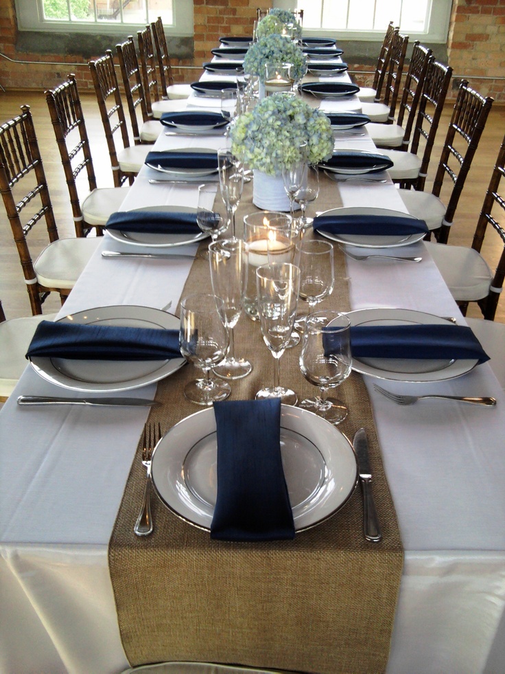 137 Best Burlap Navy Blue Wedding Images On Pinterest Weddings White Linen Burlap Runner Navy Napkins