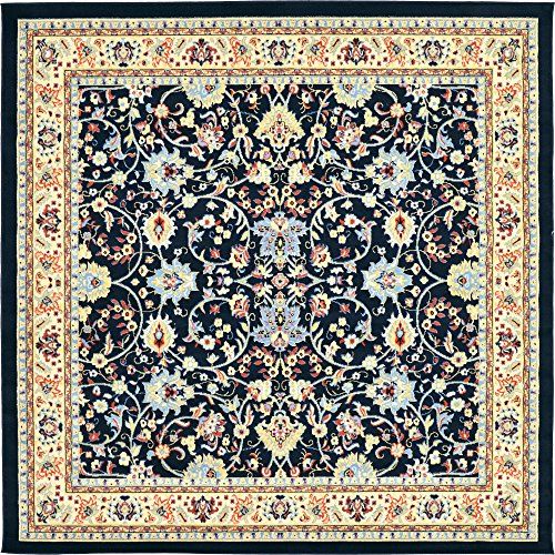 Unique Loom Kashan Collection Navy Blue 8 Ft Square Area Rug