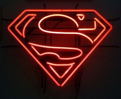 Superman Neon Sign: The Man of Steel's "S" Logo in Bright Red Neon