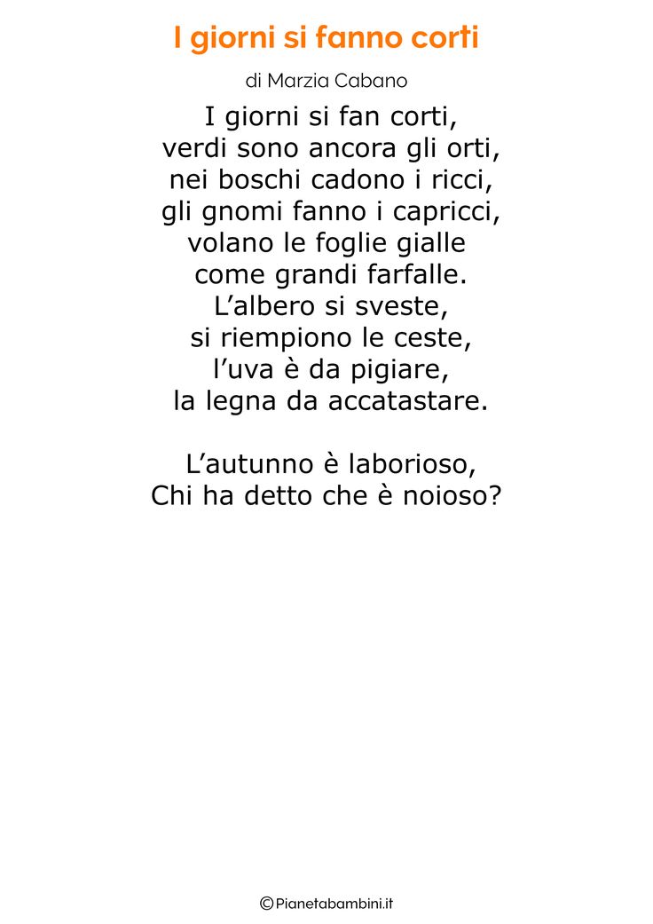 42 Poesie Sull'autunno Per Bambini | Poesia, Attività Scolastiche, Autunno