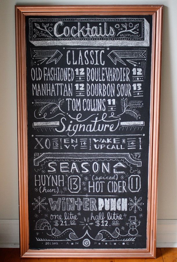 chalk board menu board