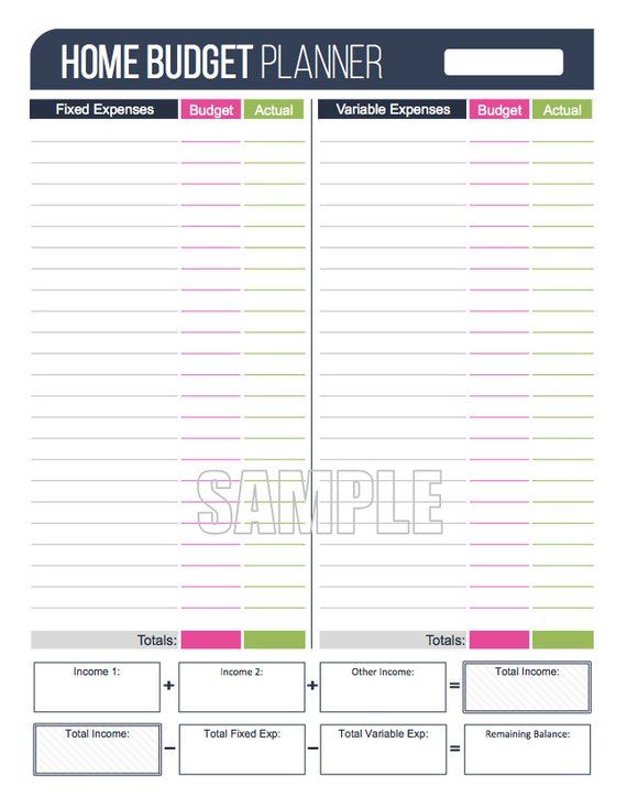 home budget planner worksheet