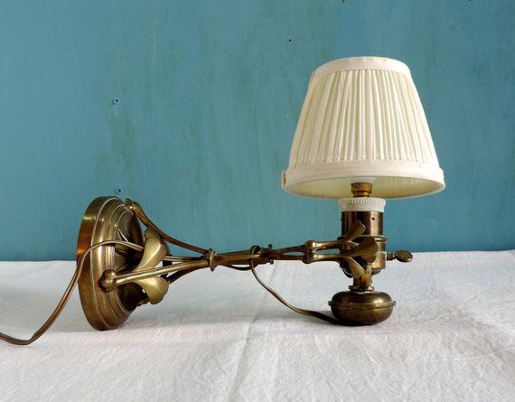 A Pair of Vintage Heavy Bronze Sconces Light Fixture /& Pink Pressed Glass Shade