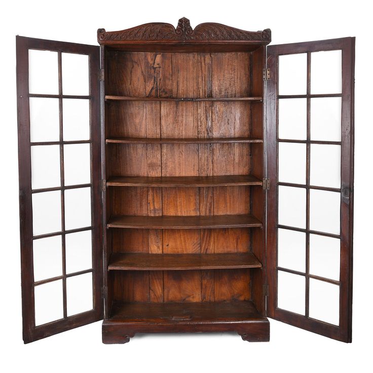Anglo Indian Colonial Glazed Book Cabinet - 19th Century Anglo Indian Colonial Glazed Book Cabinet - 19th Century