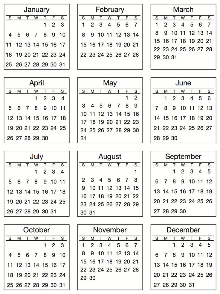 mini calendar 2015