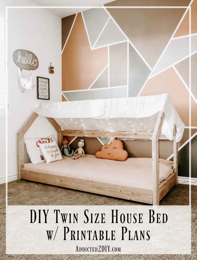 How To Build A Twin Size House Bed - Addicted 2 DIY | Toddler house bed, House beds for kids How To Make A Twin Bed Bigger