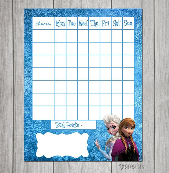 frozen themed chore chart reward chart digital file by fill in chore chart