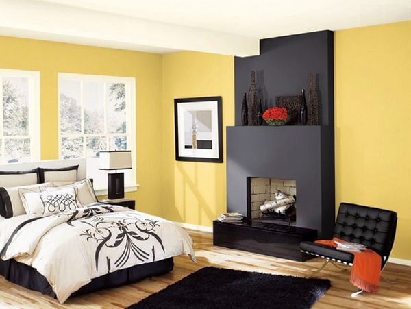 Black white yellow bedroom deals