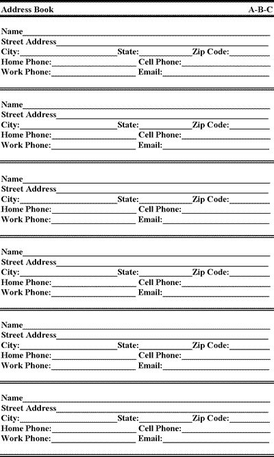 Download our FREE address book template to organize names, addresses, phone numbers and emails. Editable Microsoft Word and PDF formats!