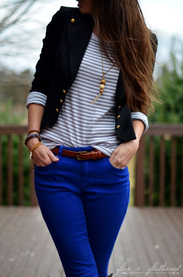 Top 25+ Best Royal Blue Jeans Ideas On Pinterest Cobalt Blue Fine and Feathered: Royal blue skinnies with blazer and riding boots - Top 25+ Best Royal Blue Jeans Ideas On Pinterest Cobalt Blue
