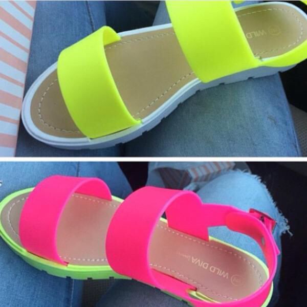 Wild diva pink hotsell and green sandals