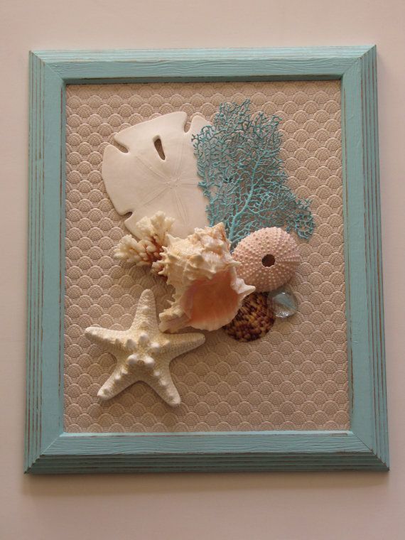 Wooden Wall Art Seashell Shells and Starfish Rhinestones Decoration Beach Theme Wooden Wall Art Seashell Shells and Starfish Rhinestones Decoration Beach Theme