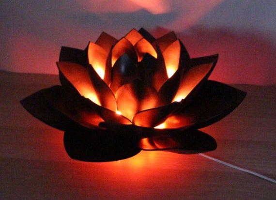 Black Lotus Flower Lamp Night Light Hand Made Unique Gift In Black Lotus Flower Lamp Night Light
