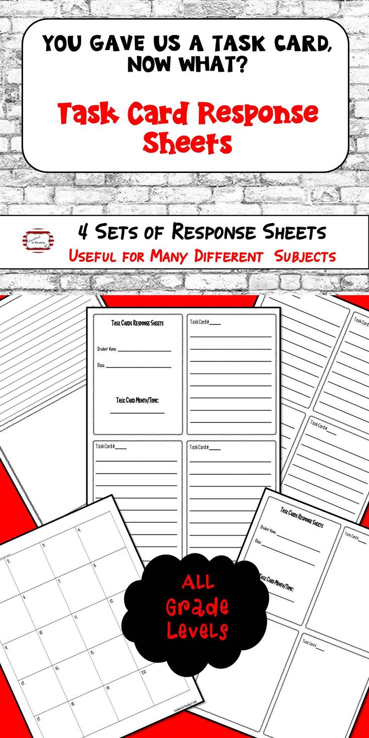 Task Card Response Sheets - Answer Sheets for Task Cards | Task cards