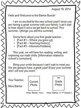 welcome back school letter