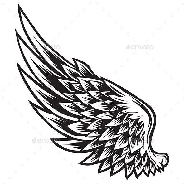 Wings Bird Black White Vector By Sathitpong Graphicriver Wing Tattoo Designs Wing Tattoo Small Wing Tattoos