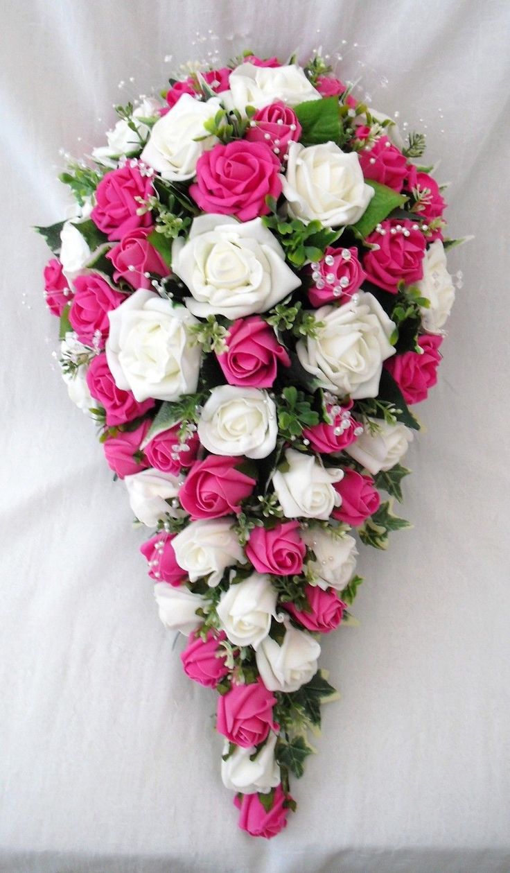 16 best Artificial Wedding Flowers Ivory and Hot Pink images on Pinterest | Bouquets Bridal and Brides