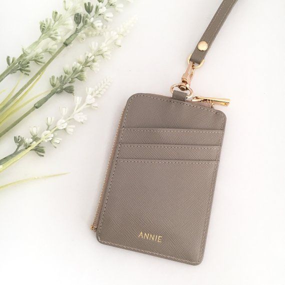 Personalized Id Card Holder Monogram Saffiano Personalized Id Card Holder Monogram Etsy