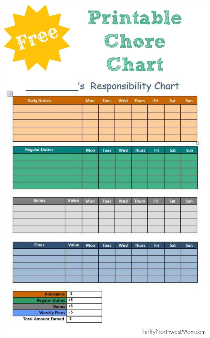 free printable chore chart for kids kids parties free printable flow charts