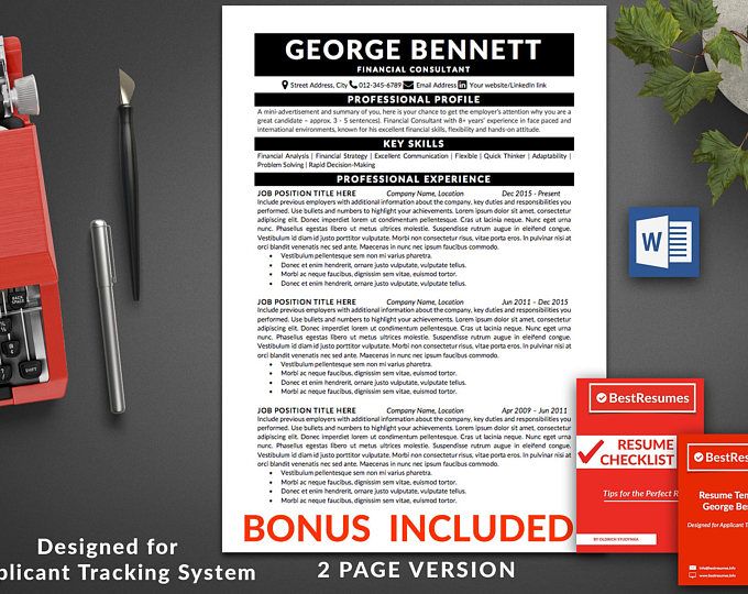 Resume Template Optimised for Applicant Tracking System (ATS) Clean Resume, Resume Template Word, Simple Resume, Classic Resume, Traditional Resume Template, Resume Design Professional Resume Template