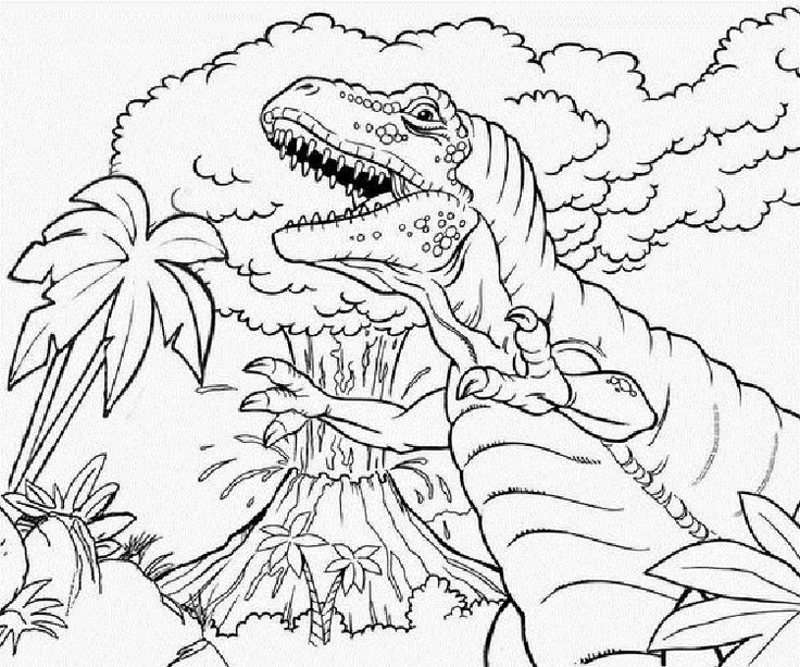dinosaur and volcano coloring pages in 2019 | Dinosaur coloring pages