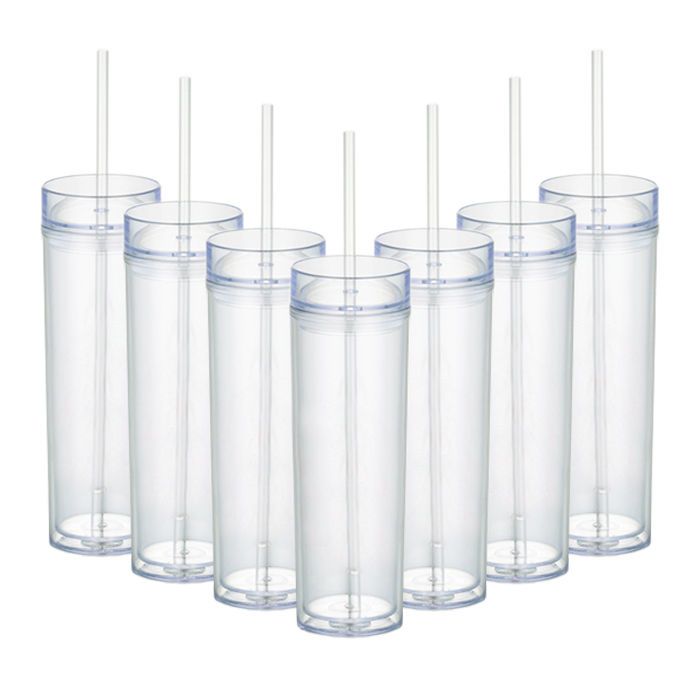 acrylic insulated tumblers double wall with lid straw 16oz